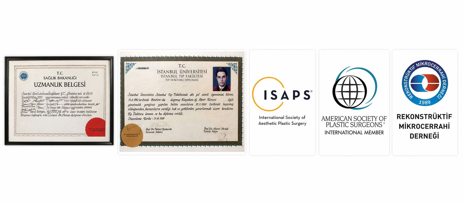 Op. Dr. Alper Tuncel — Uzmanlık Belgesi, Diploma, ISAPS, ASPS, Rekonstrüktif Mikrocerahi Derneği